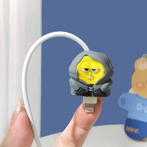 Pop Socket & Cartoon Cable Protector Set