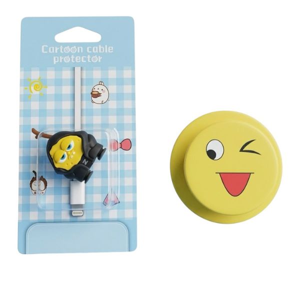 Pop Socket & Cartoon Cable Protector Set