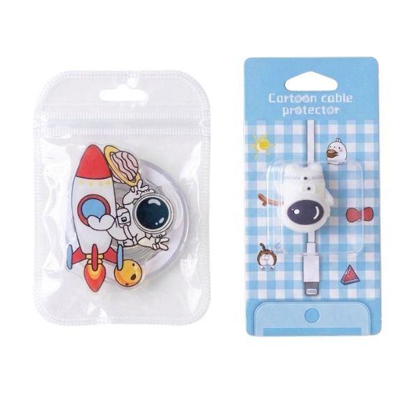 Pop Socket & Cartoon Cable Protector Set