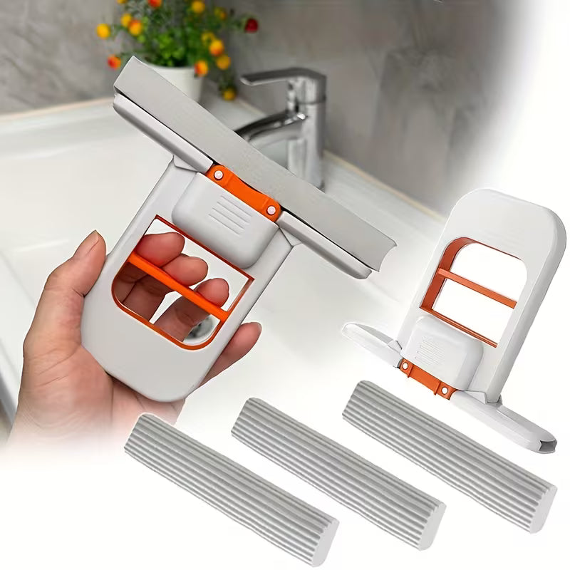 Squeeze Sponge Mop + 3 Refills – No-Touch Window & Bathroom Cleaner