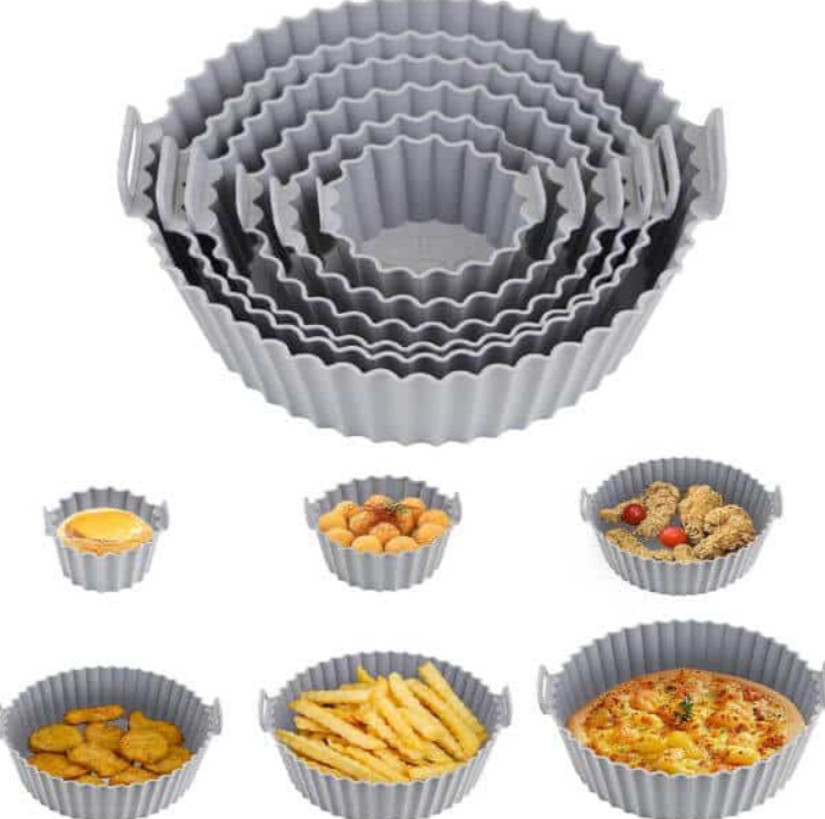 6 Piece Silicone Air Fryer Liner Set size range