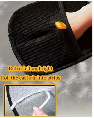 Two-way bristle action rolling cat hair into strips