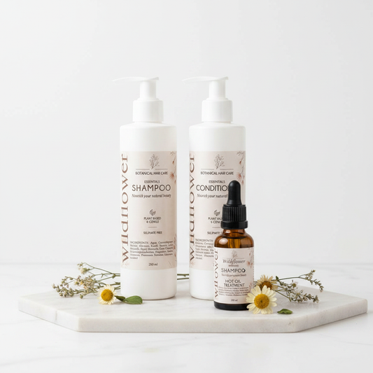 Wildflower Essentials 3-piece Bundle - Shampoo, Conditioner & Hot Oil Treatment