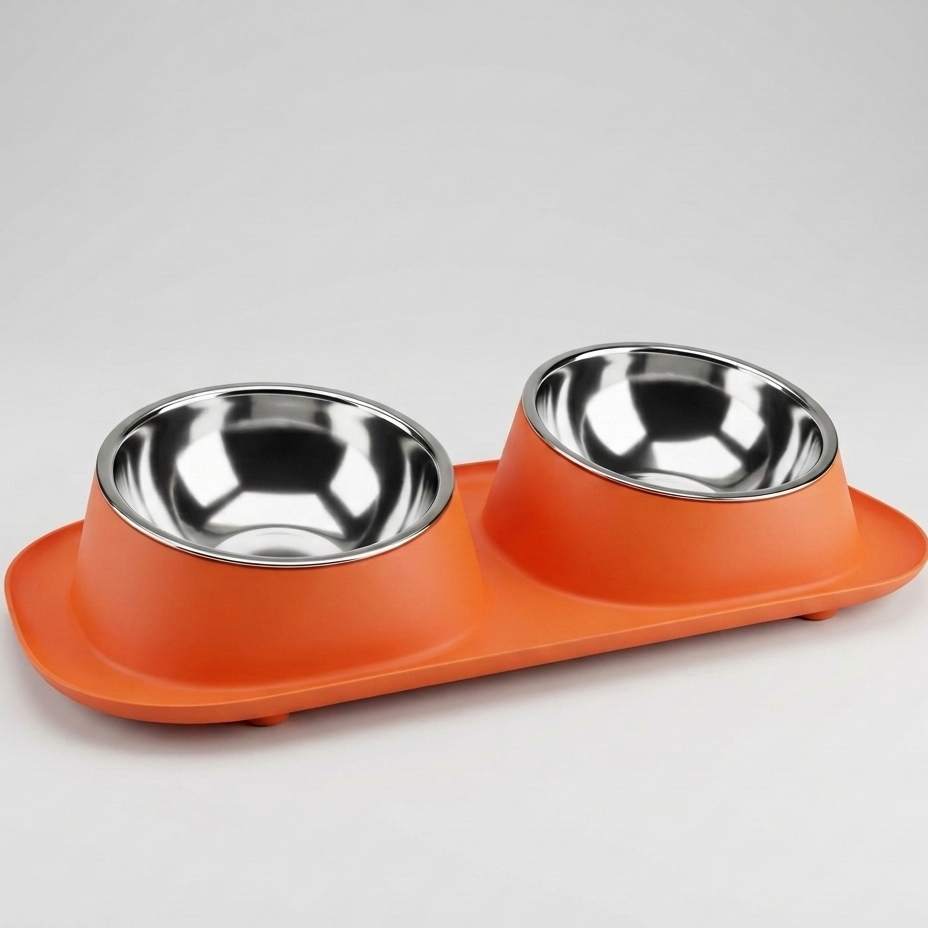 Double Stainless Steel Pet Feeder Bowl – Non-Slip, Easy-Clean