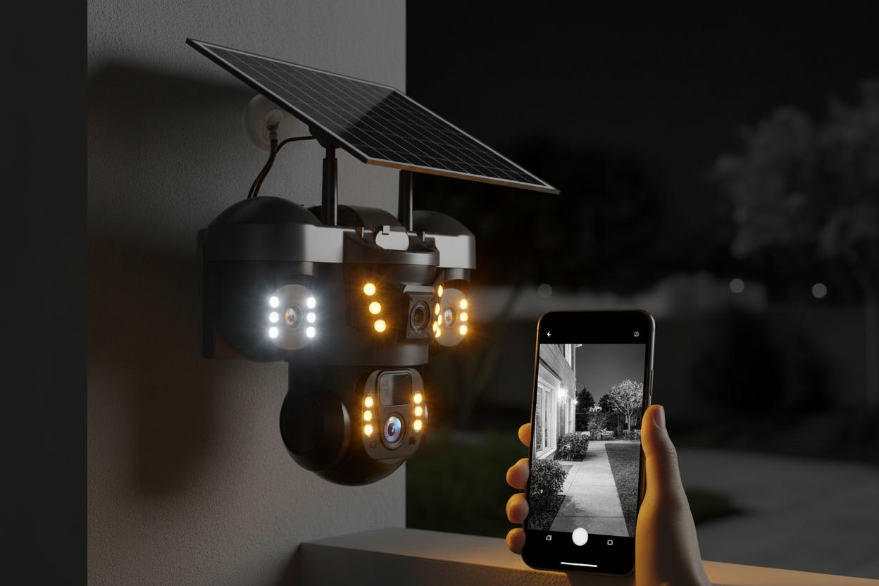 4G Solar Outdoor Security Camera - night vision with phone