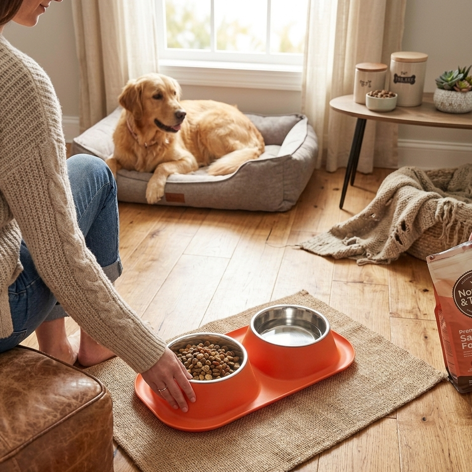 Double Stainless Steel Pet Feeder Bowl – Non-Slip, Easy-Clean