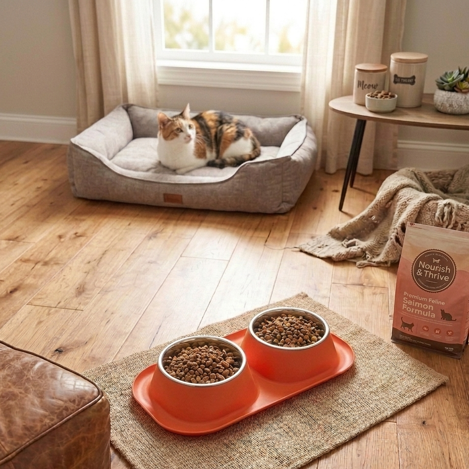 Double Stainless Steel Pet Feeder Bowl – Non-Slip, Easy-Clean